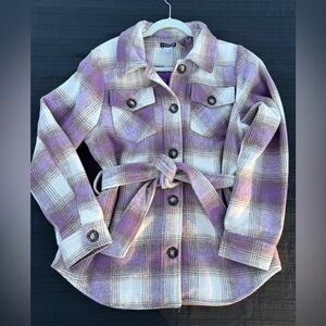 VENUS Purple and Cream Plaid Jacket